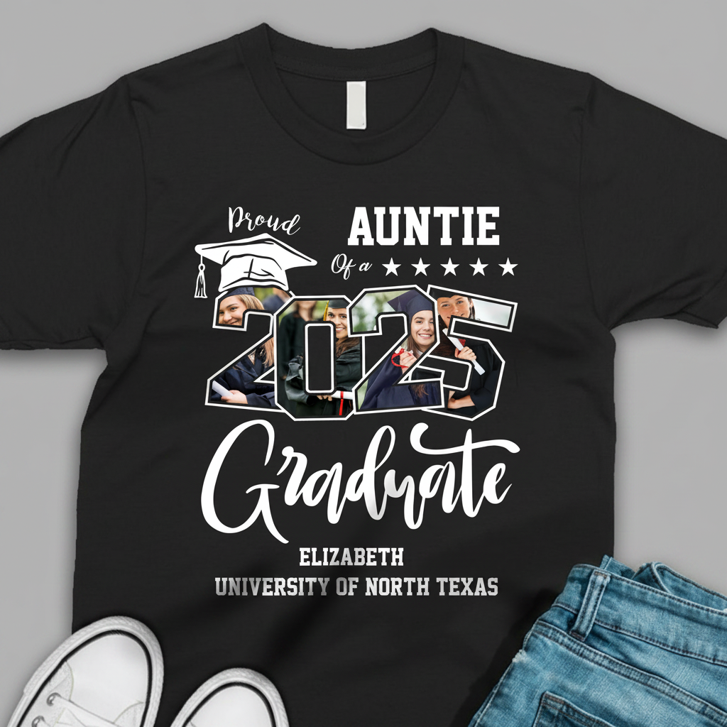 Custom Photo Proud Family Of A Graduate Graduation Dark Shir