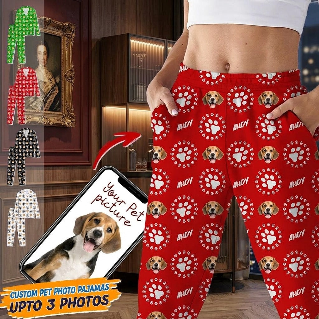 Custom Photo Dog Cat Paw Pajamas