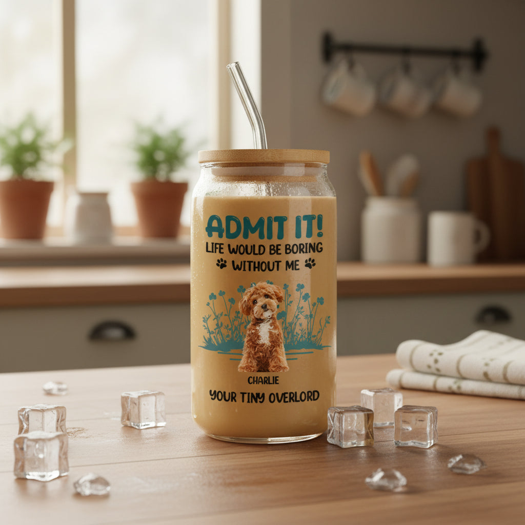 Custom Photo Admit It - Personalized Glass Can With Lid