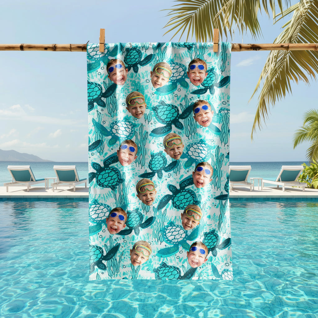 Custom Photo Turtles Pattern Beach Towel HO82