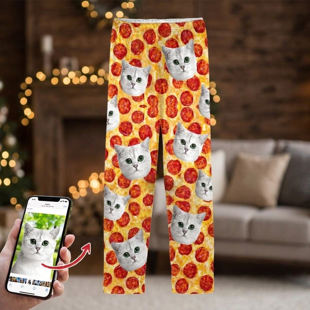 Custom Photo Tie Dye Background Cat Pajamas