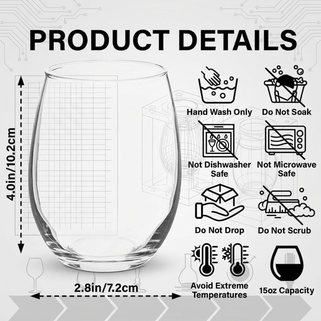 Custom Pet Portrait Photo Engraved Stemless Wine Glass Unique Dog Cat Lovers Gift