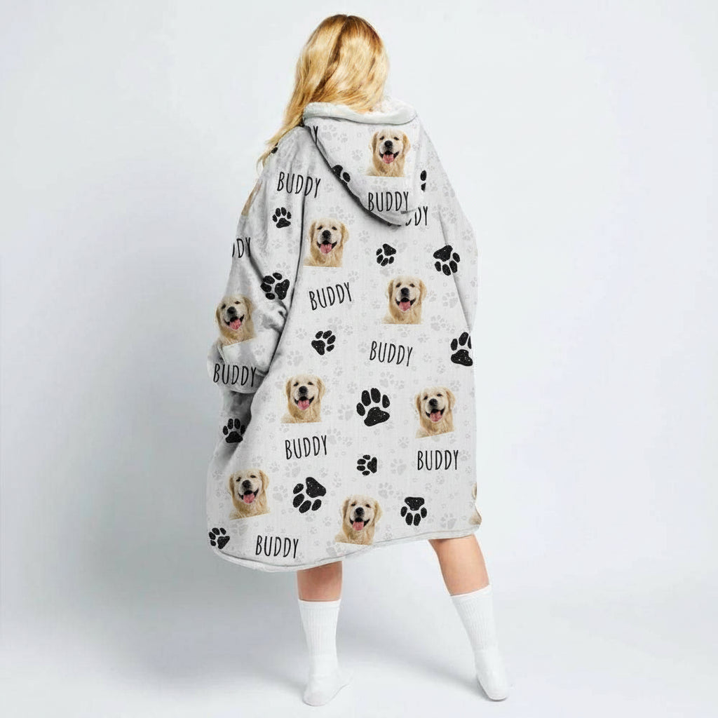 Custom Text And Upload Photo Dog Cat Hoodie Blanket