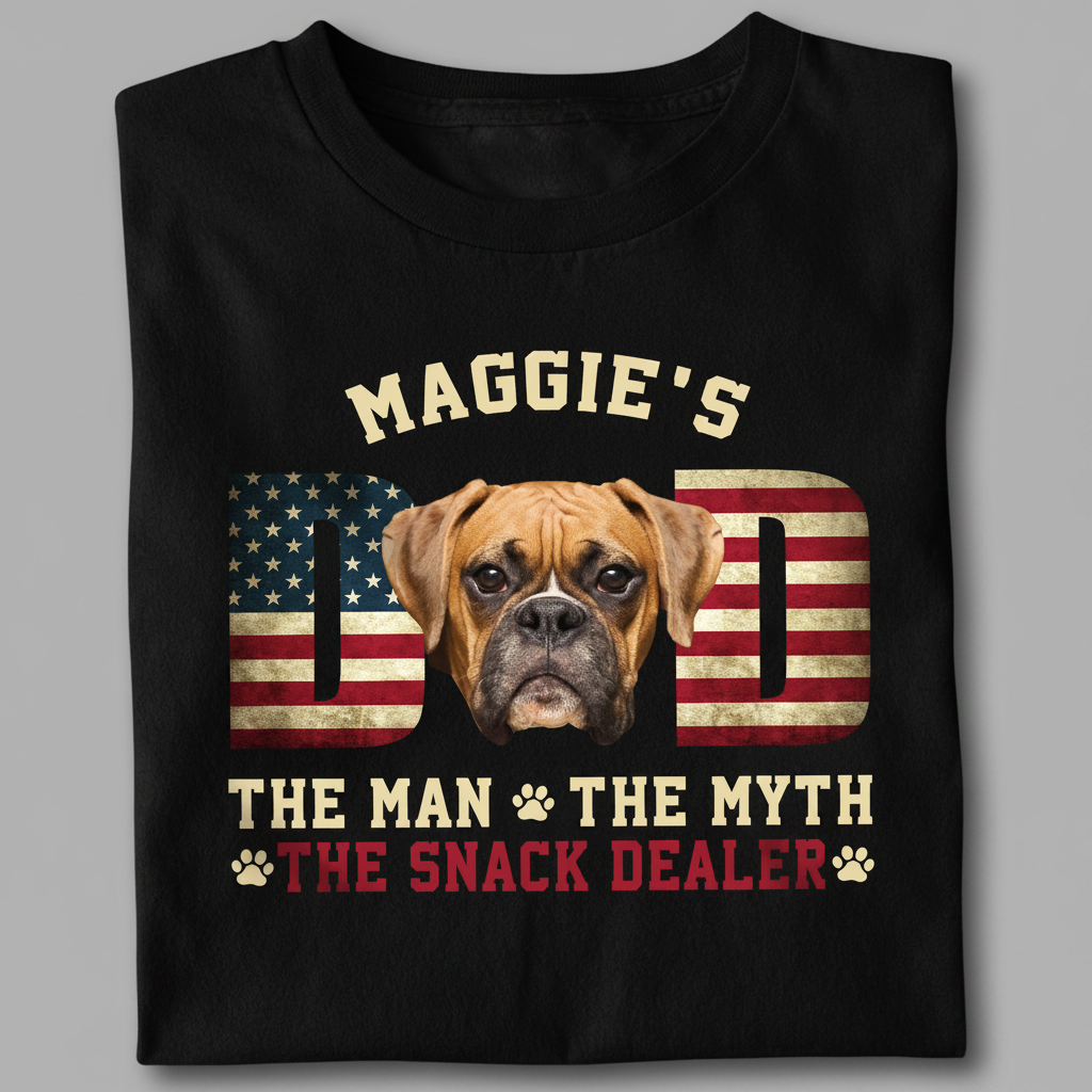 Custom Photo Dog - Dog's Dad The Man The Myth The Dealer Ame