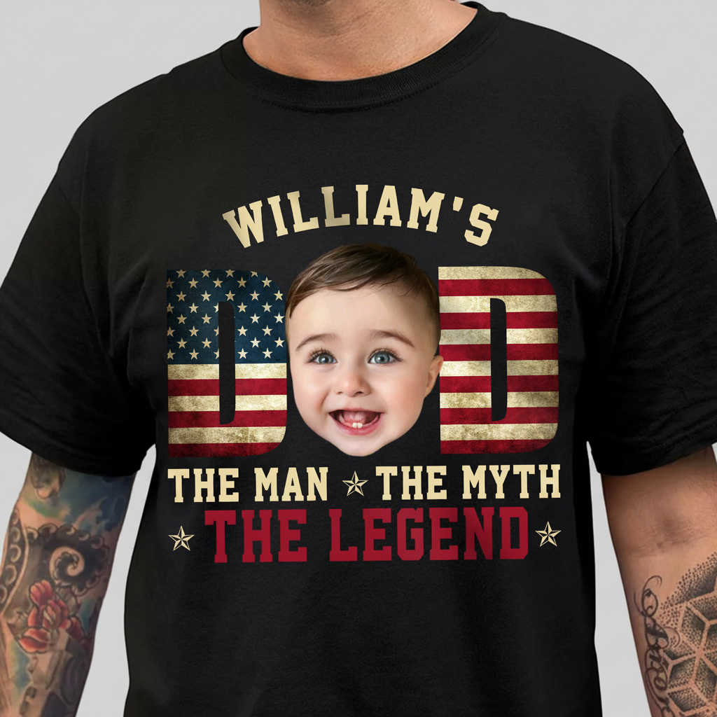 Custom Kid Photo - Dad, The Man The Myth The Legend Dad Shir