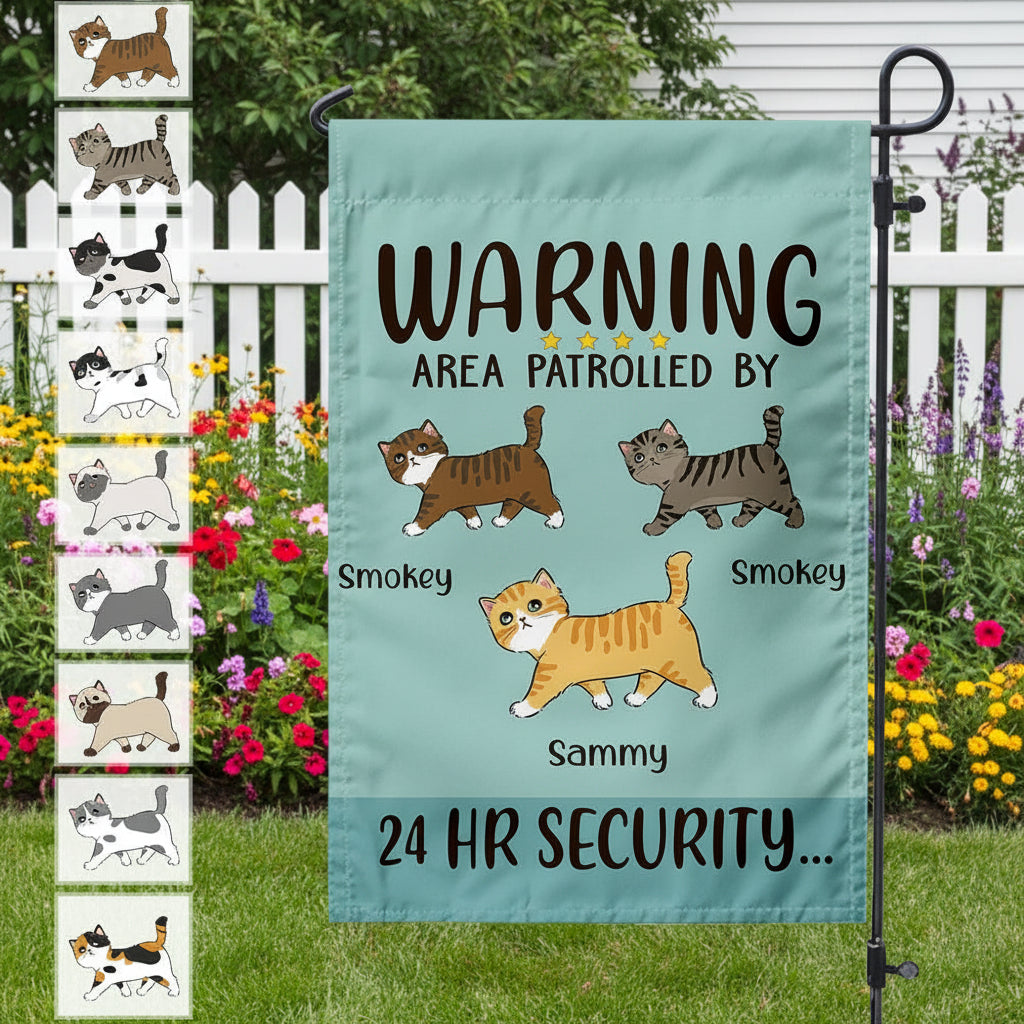 Area Patrolled 24Hr Security Cat Garden Flag HN590
