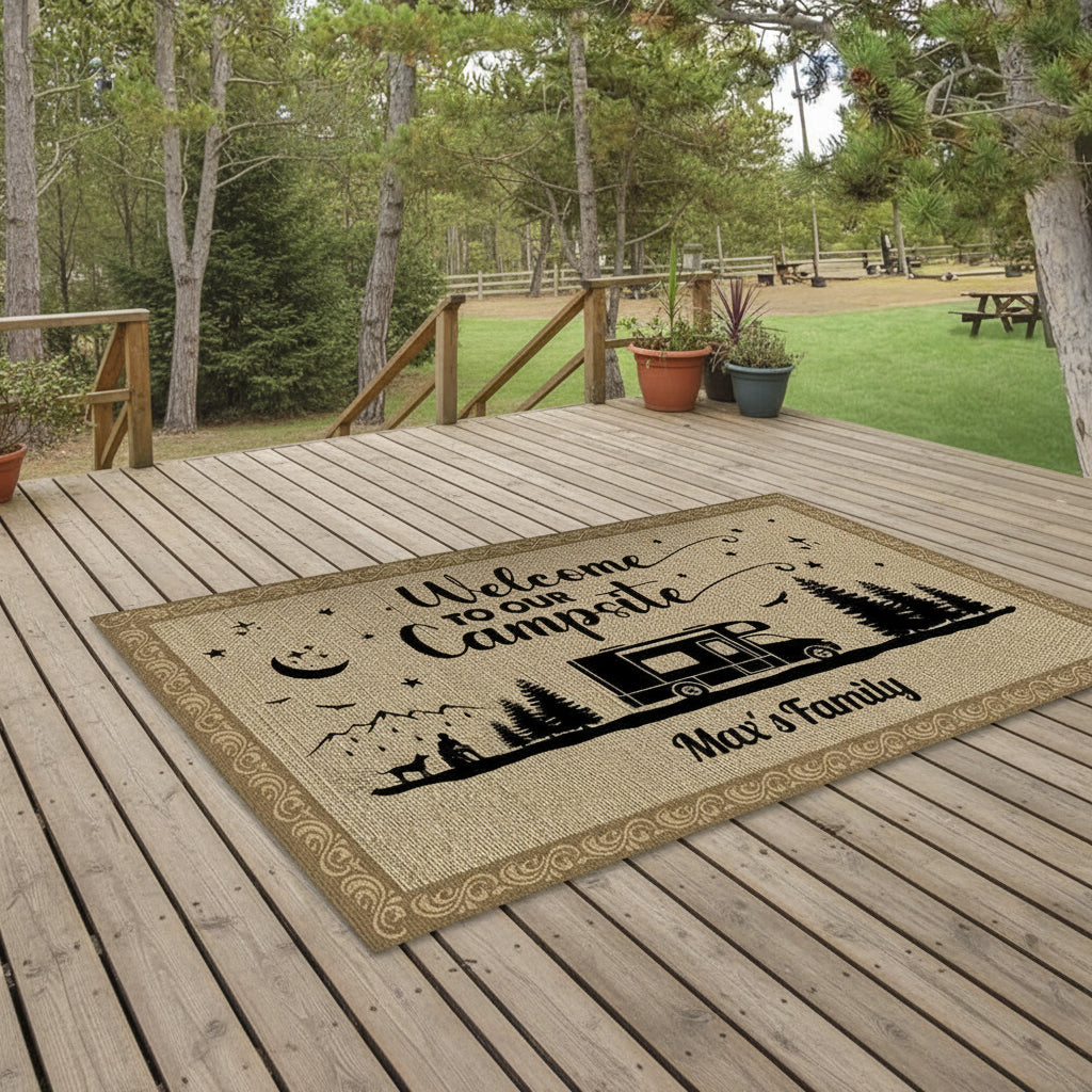 Happy Campers Camping Patio Rug, Patio Mat K228