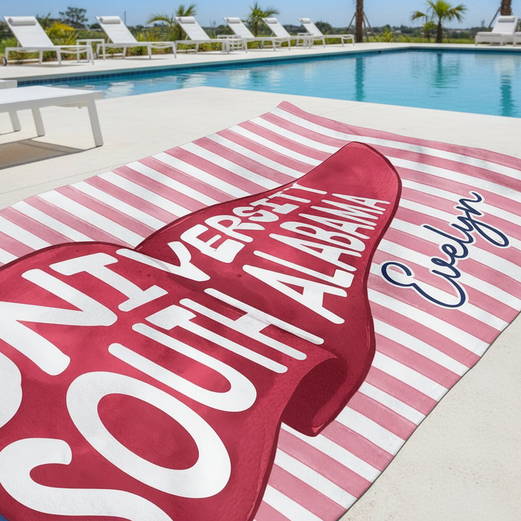 Personalized College Pennant Spirit Beach Towel – Graduation