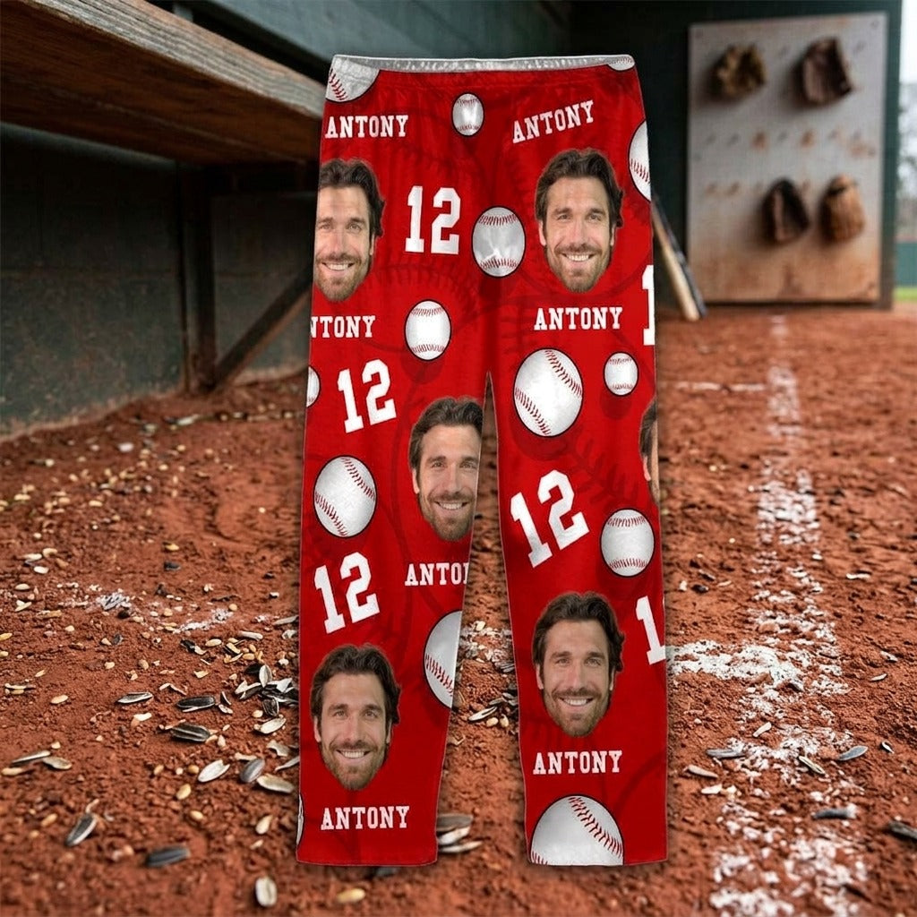 Custom Face Photo And Name Baseball Pajamas