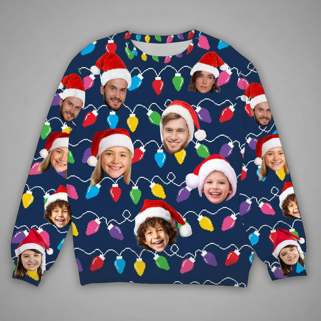 Custom Face Christmas Family Silly Xmas Leds AOP Ugly Sweats