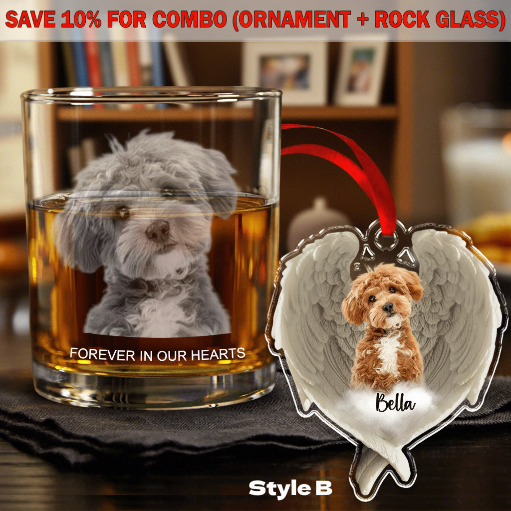 Custom Photo Pet Within Angel Wings Memorial Dog Cat Acrylic