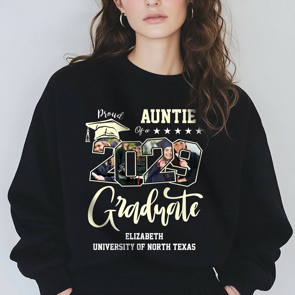 Custom Photo Proud Family Of A Graduate Graduation Dark Shir