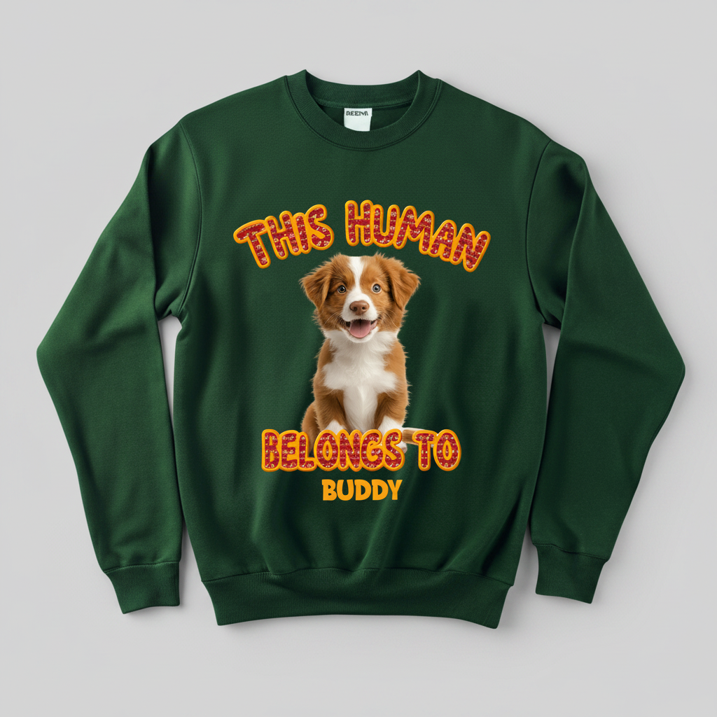 Custom Photo This Human Belongs To Dog Cat Sweatshirt TH10 8