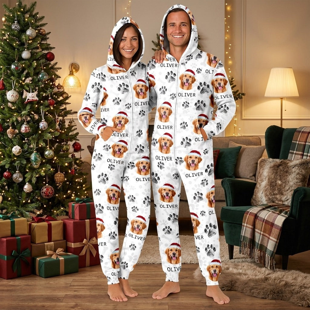 Custom Photo With Dog Cat Paw Onesie Pajamas For Dog Lovers