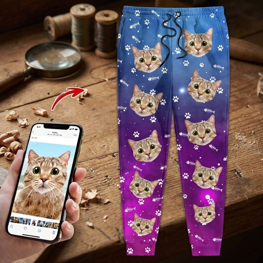 Custom Photo Dog Cat Galaxy Pet Sweatpants T368