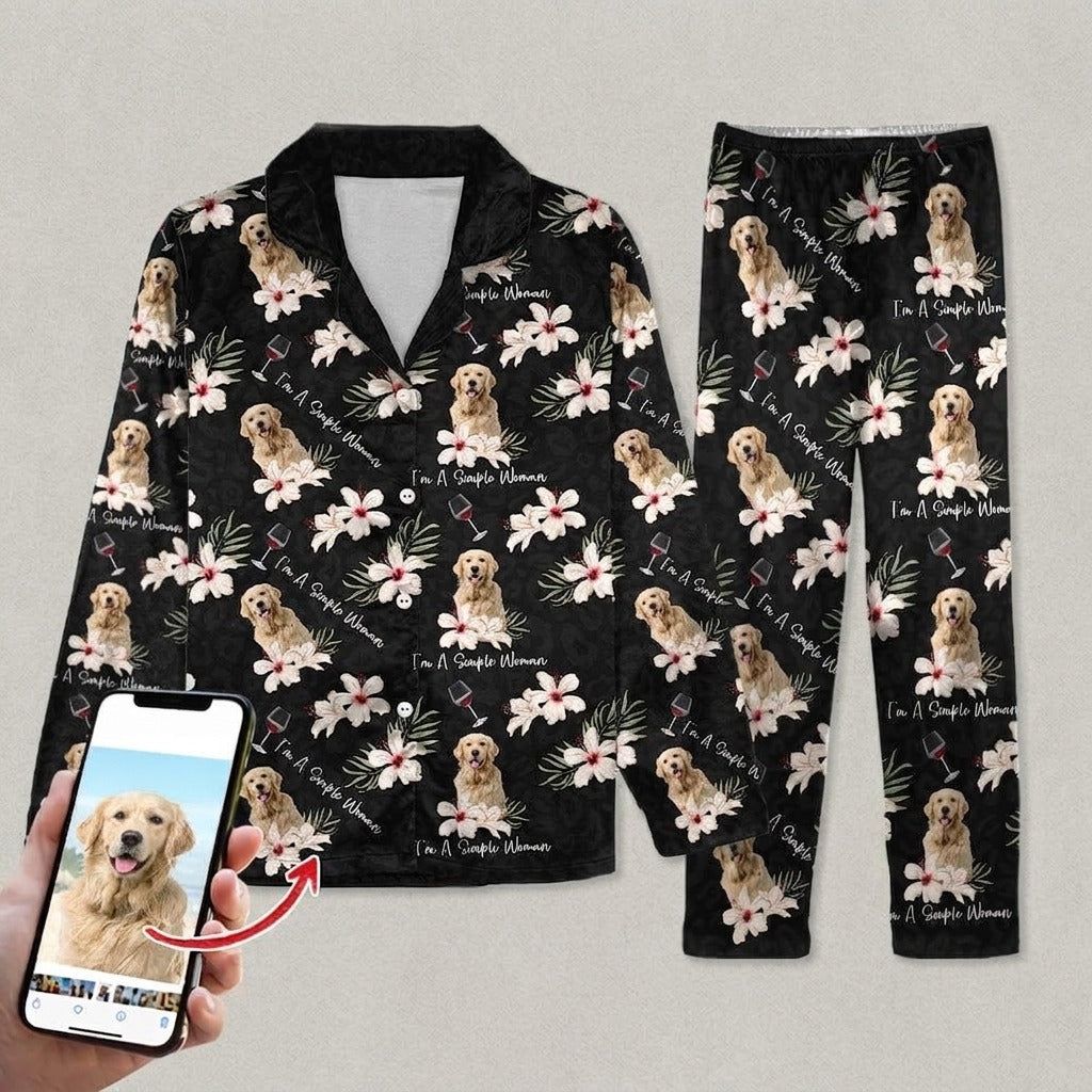Custom Photo Dog Cat A Simple Woman Pajamas