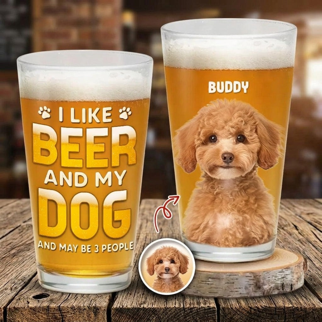 Custom Photo Best Dog Dad Ever Dog Father Print Beer Glass
