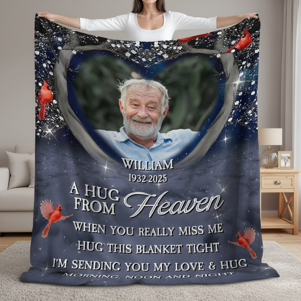Personalized A Hug From Heaven Custom Photo Memorial  Blanke