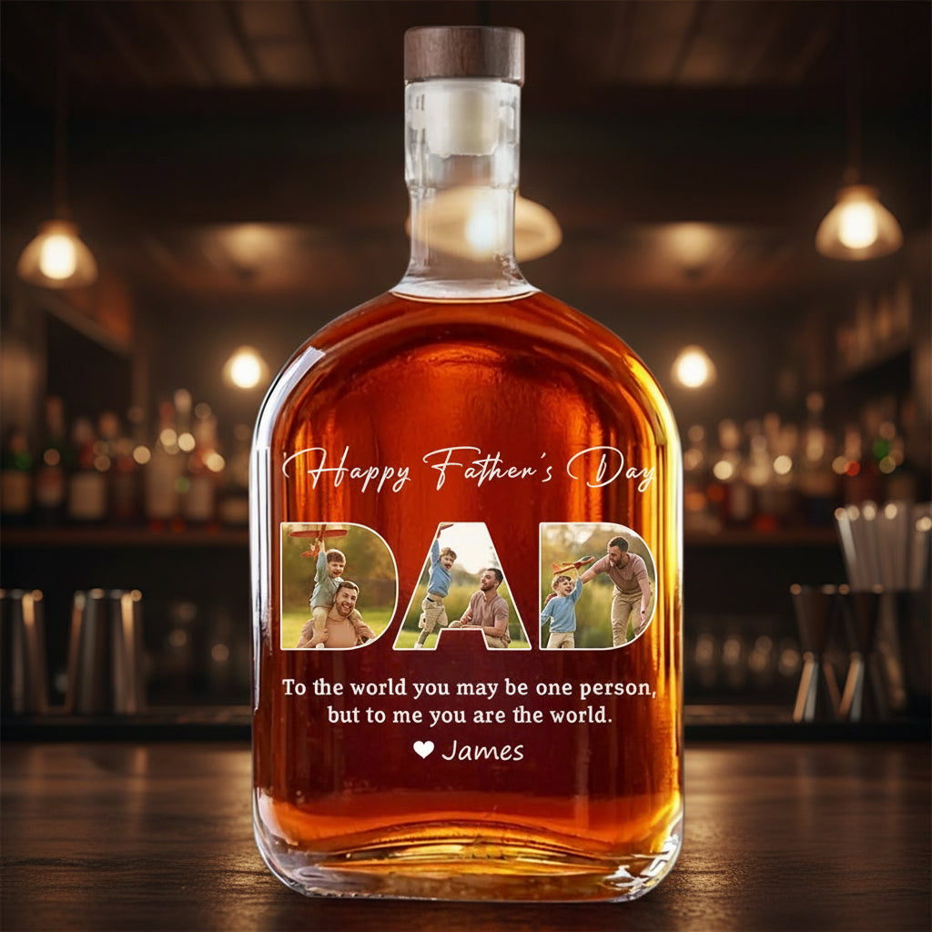 Custom Photo Happy Father's Day Family Whiskey Bottle