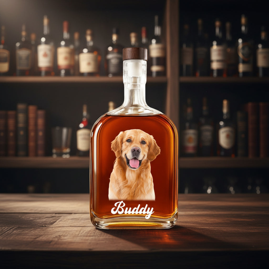 Custom Dog Photo Whiskey Bottle For Dog Lovers