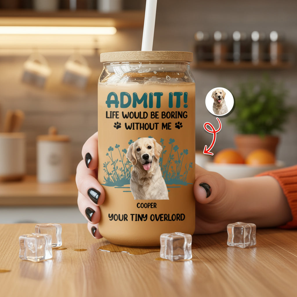 Custom Photo Admit It - Personalized Glass Can With Lid