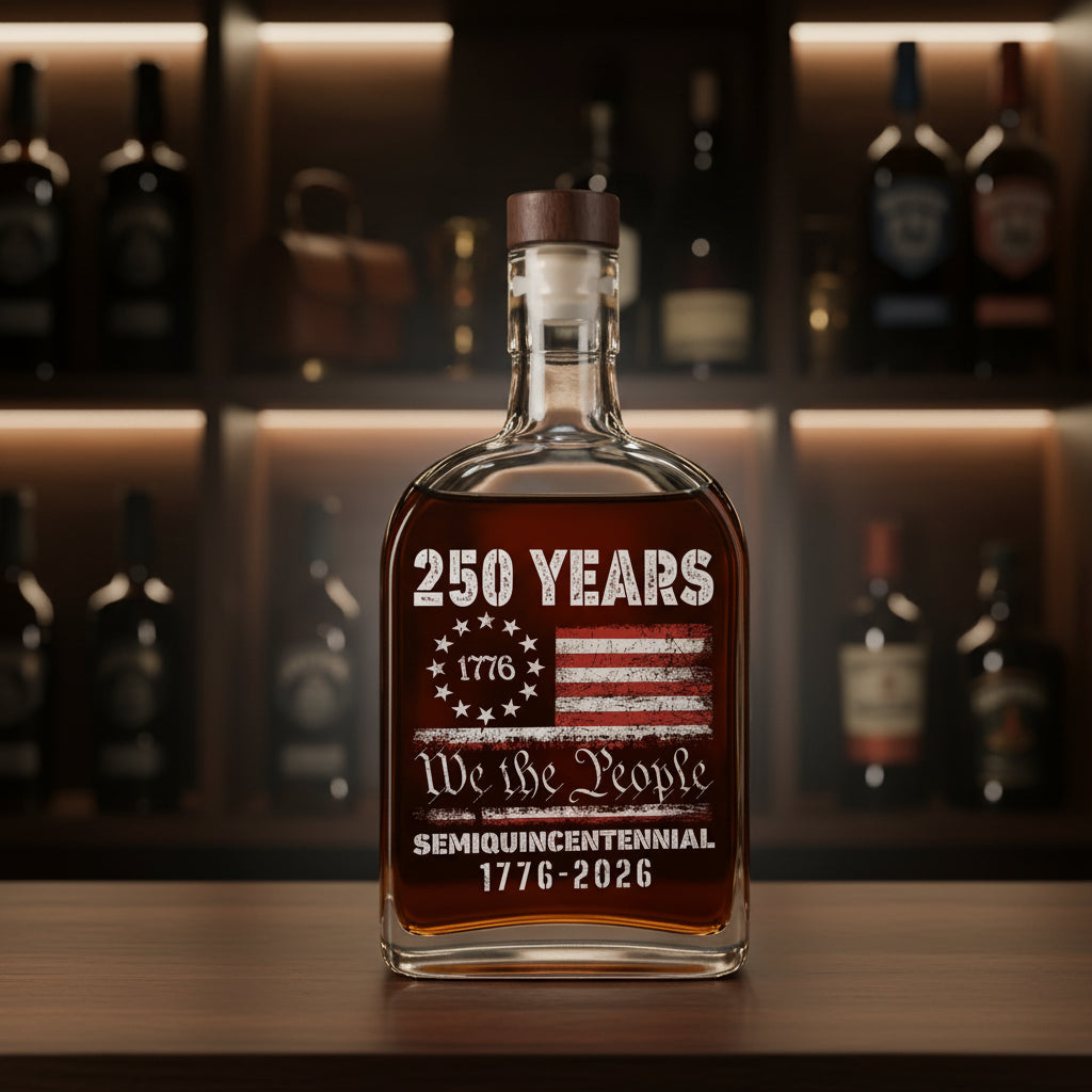 Celebrate Our America 250th Anniversary United States Semiquincentennial Whiskey Bottle