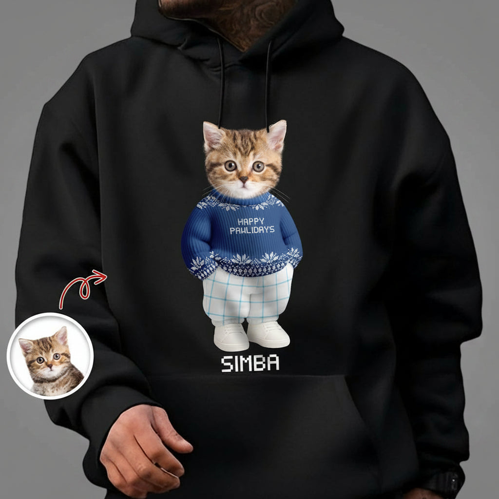 Custom Photo Dog Cat Xmas Clothes Christmas Dark Shirt Gift