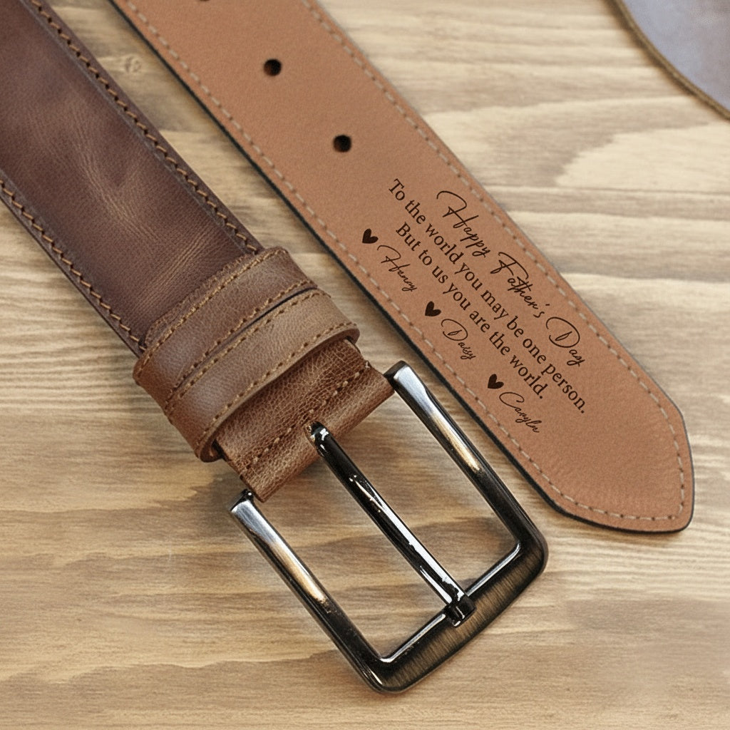 Happy Father's Day Dad To Us You Are The World Belt Personalized Gift