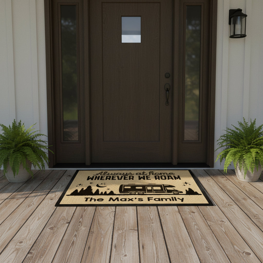Always At Home Wherever We Roam Camping Doormat, RVs Camper