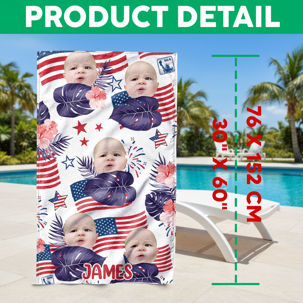 Custom Independence Day Photo Beach Towel CH07