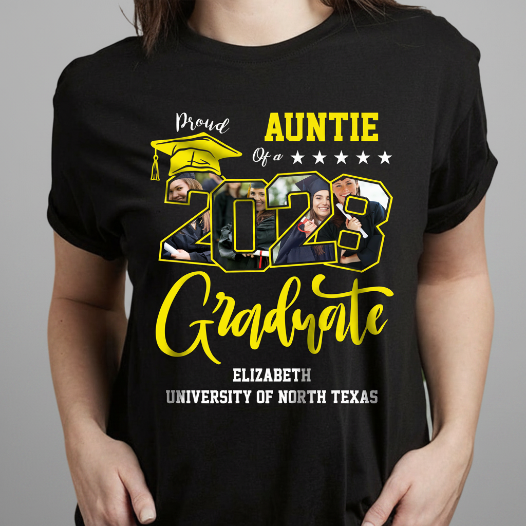 Custom Photo Proud Family Of A Graduate Graduation Dark Shir