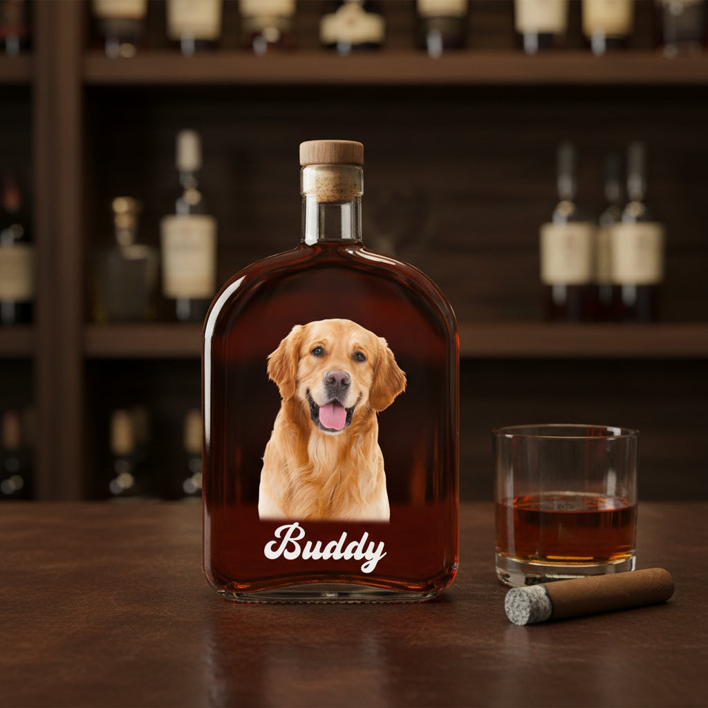 Custom Dog Photo Whiskey Bottle For Dog Lovers