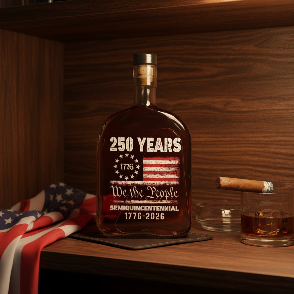 Celebrate Our America 250th Anniversary United States Semiquincentennial Whiskey Bottle