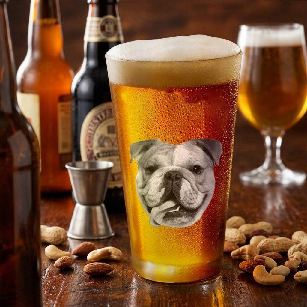 Custom Face Photo Dog Print Beer Glass