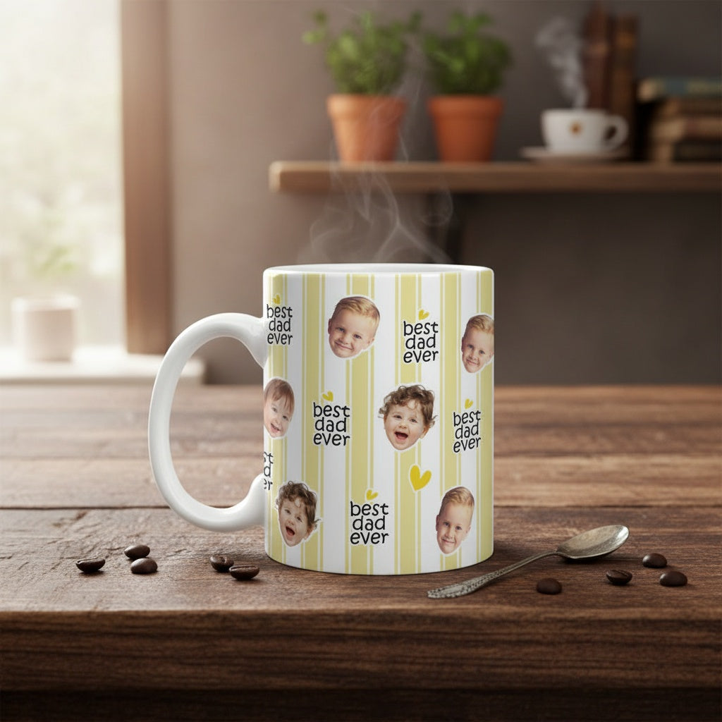 Custom Baby Face Best Dad, Mom Ever Print Full Mug - Personalized Gift for Parents