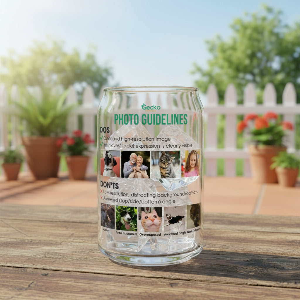 Custom Dog Cat Pet Photo Glass Can With Lid Gift for Pet Lovers