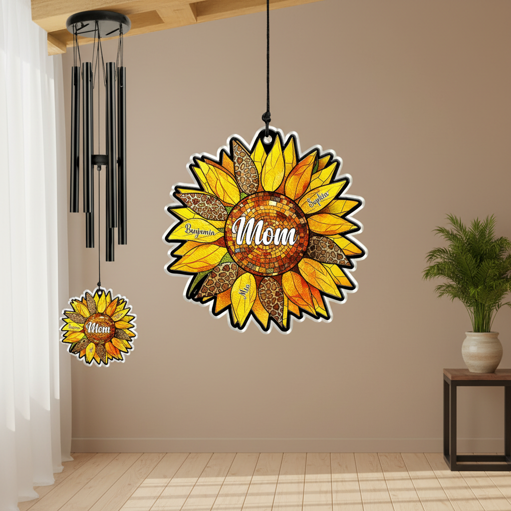 Personalized Name Nana Auntie Mom Family Sunflower Acrylic W