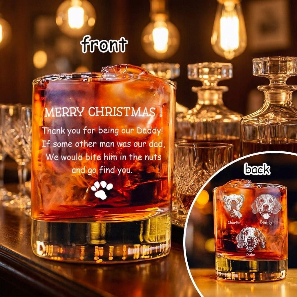 Custom Photo Thank You For Being My Daddy Christmas Gift For Dog Lover Rock Glass
