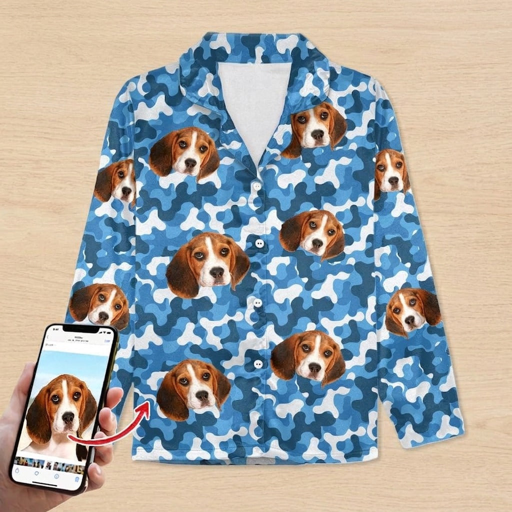 Custom Photo With Camo Background Dog Pajamas