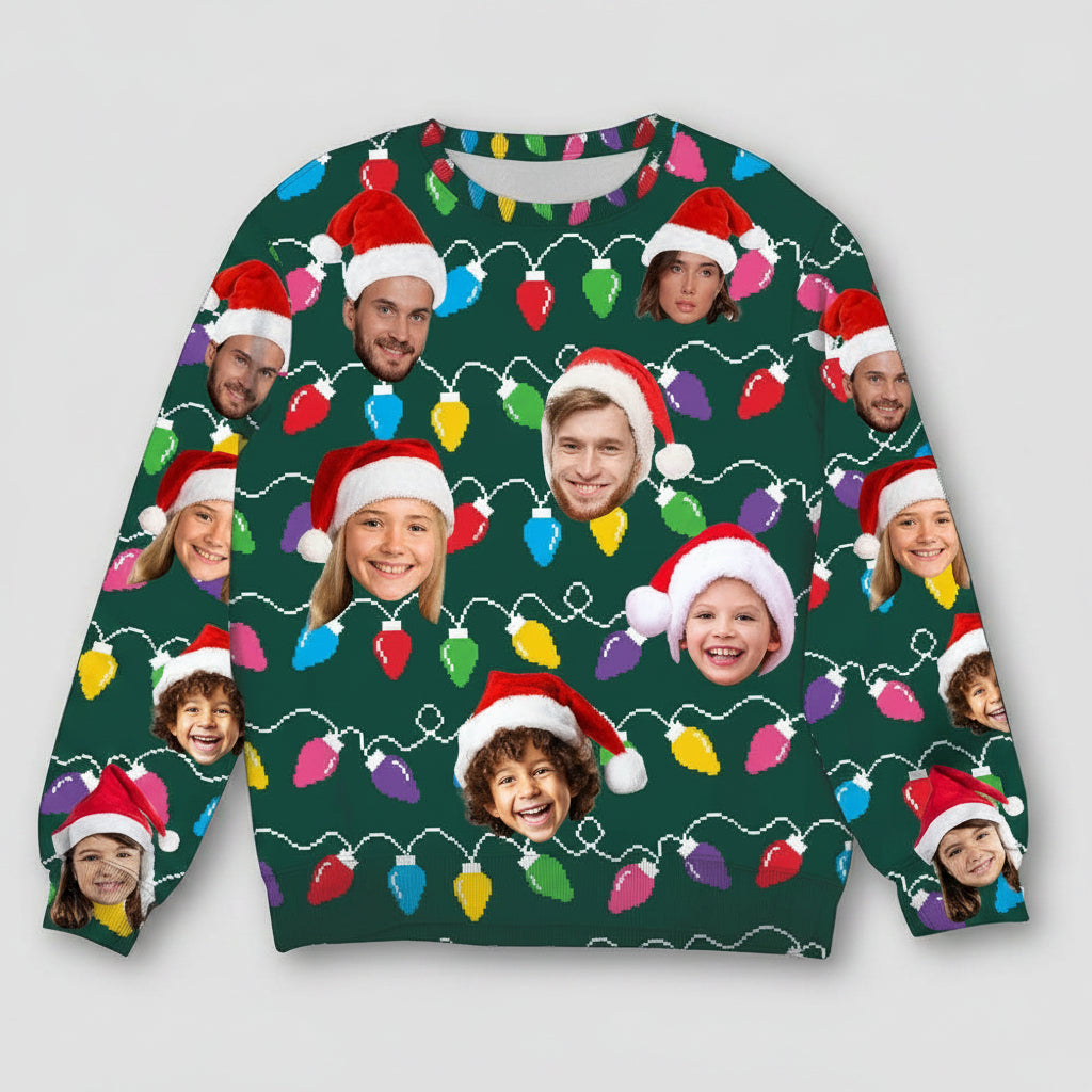 Custom Face Christmas Family Silly Xmas Leds AOP Ugly Sweats