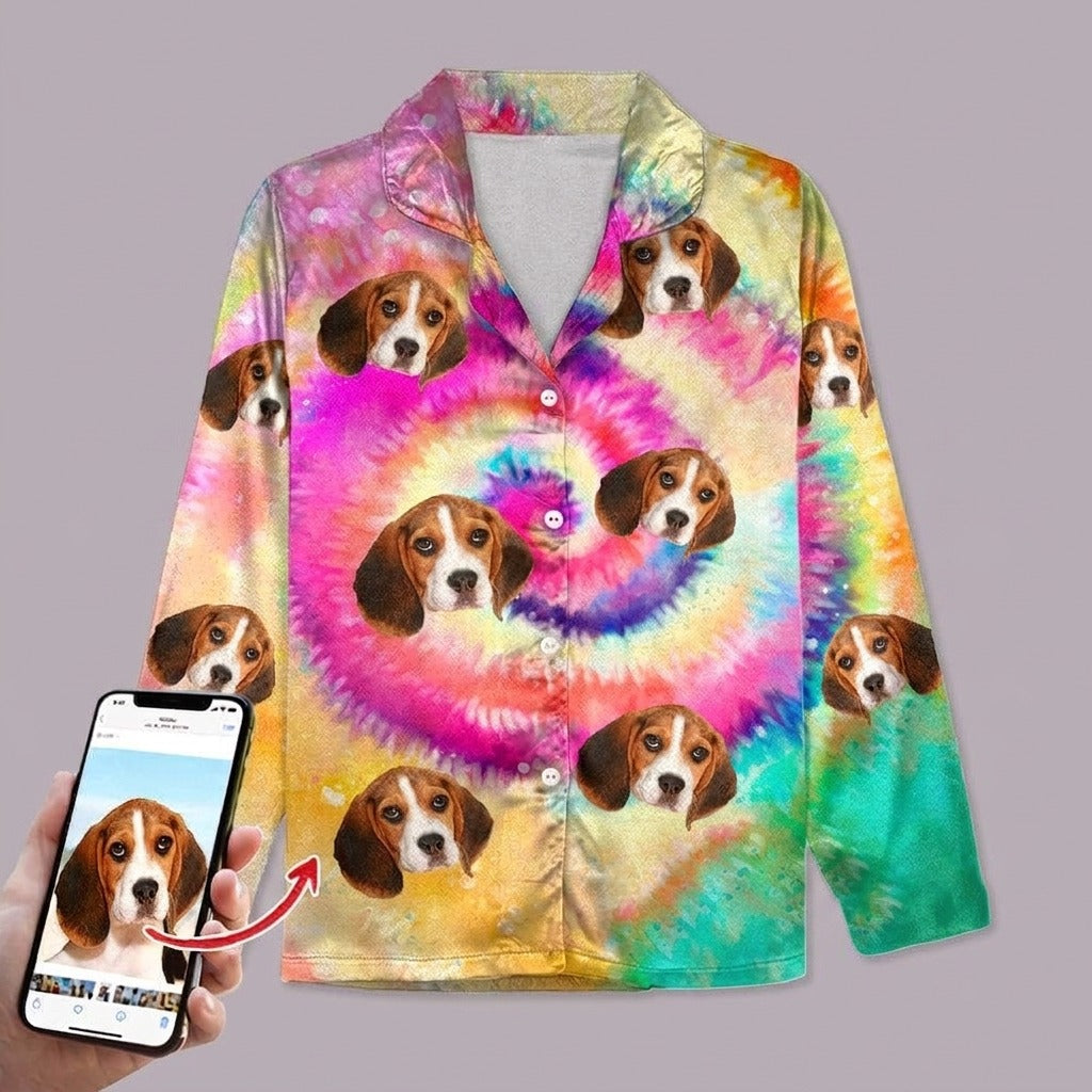 Custom Photo Tie Dye Background Dog Pajamas