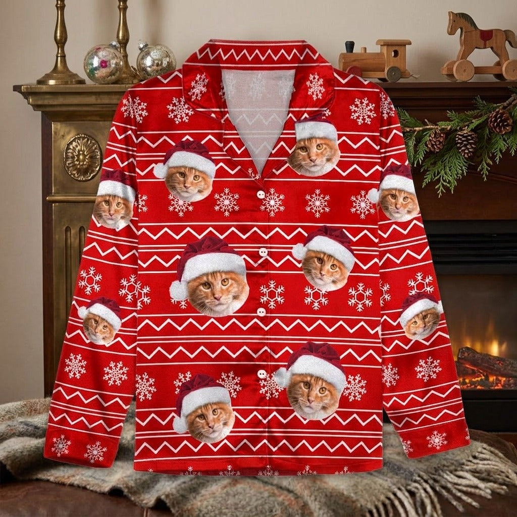Custom Photo Christmas Cat Pajamas