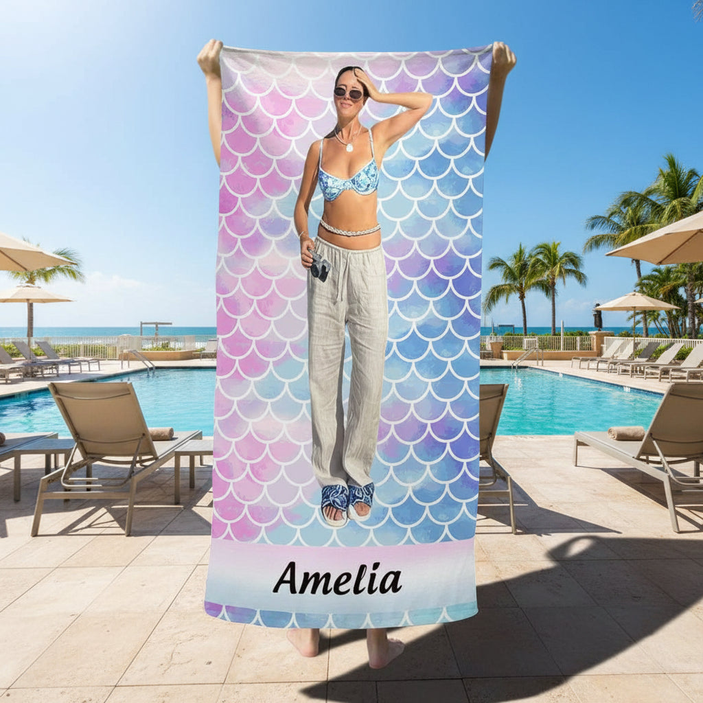Custom Photo Traveling Beach Poolside Swimming Beach Towel D