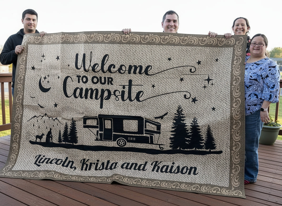 Happy Campers Camping Patio Mat Personalized Gift TA29 88848