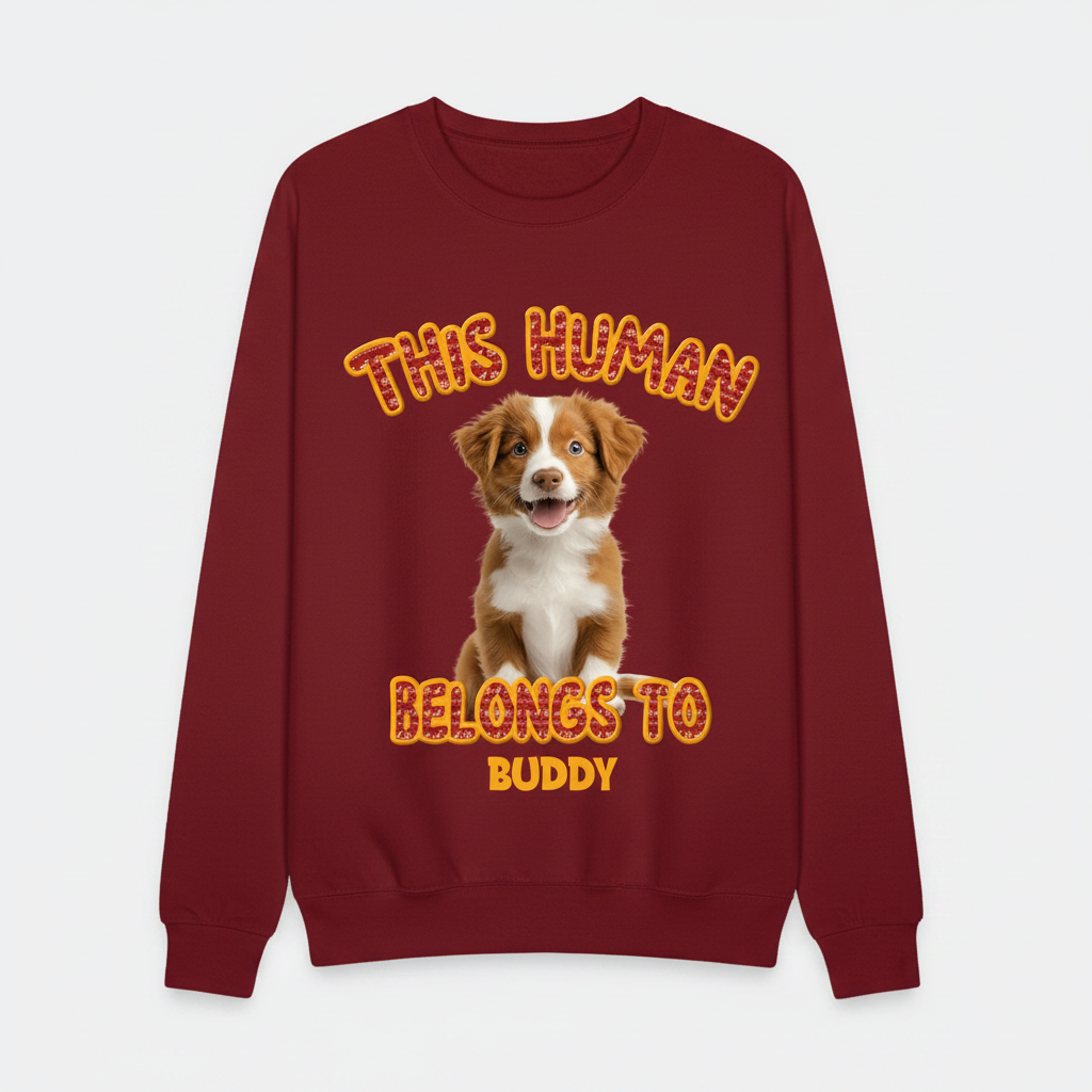 Custom Photo This Human Belongs To Dog Cat Sweatshirt TH10 8
