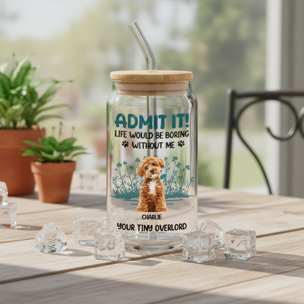 Custom Photo Admit It - Personalized Glass Can With Lid