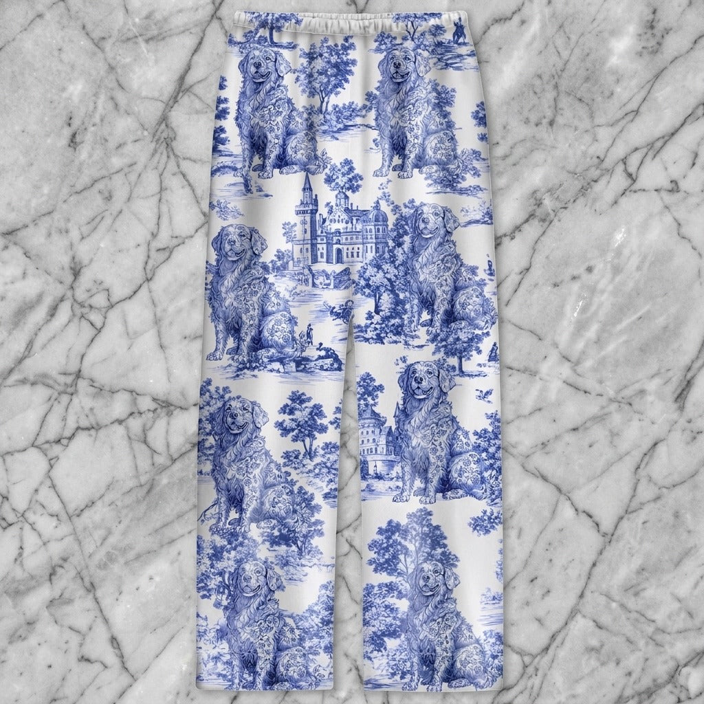 Custom Dog Breeds Chinoiserie Toile De Jouy Style Personalized Satin Pajamas