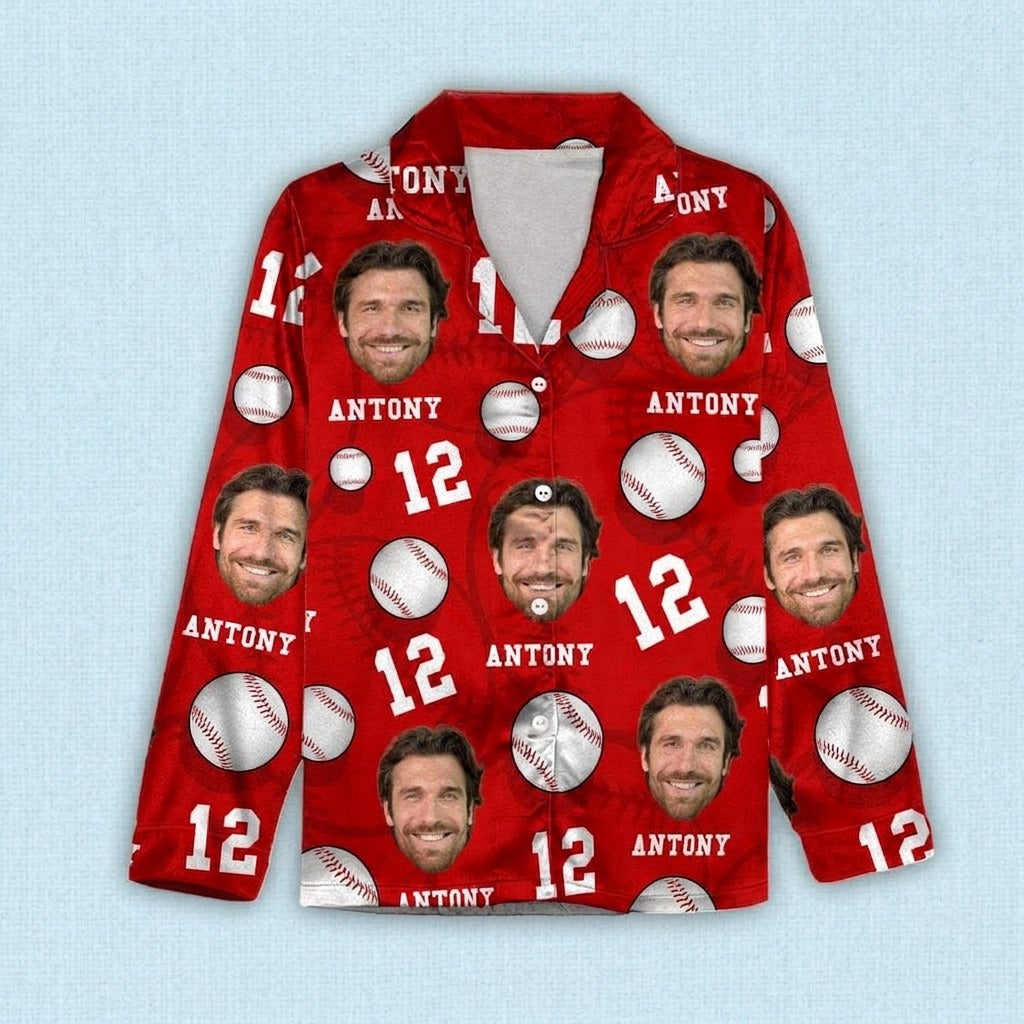 Custom Face Photo And Name Baseball Pajamas