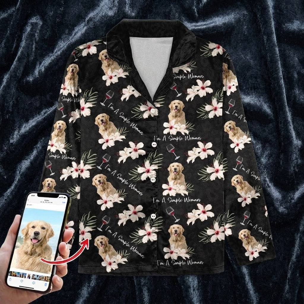 Custom Photo Dog Cat A Simple Woman Pajamas