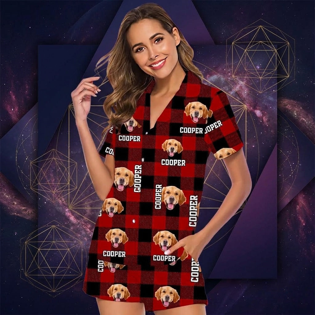 Custom Photo Name Dog Cat Short Pajamas